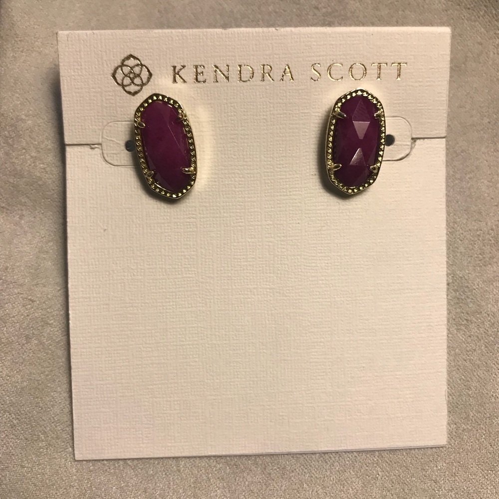 Purple Ellie earrings in gold setting